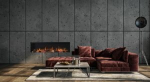 modern fireplace in wall