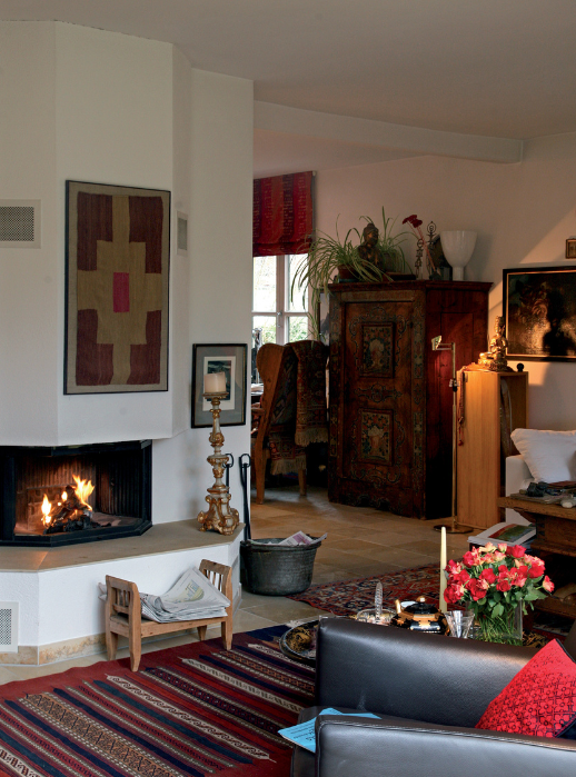 Tapestry above fireplace