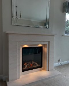 limestone fireplace surround