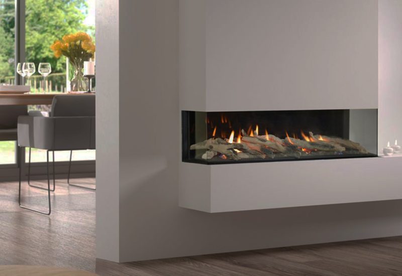 White Media Wall with Fireplace